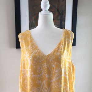 Sleeveless flowing paisley yellow dress